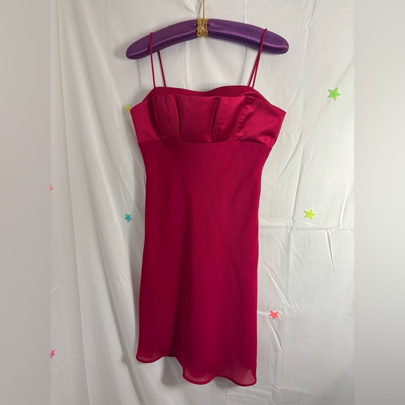 VTG Michaelangelo Fuchsia Satin Mini Gown Size 6 - Picture 10 of 14